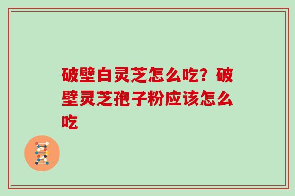破壁白灵芝怎么吃？破壁灵芝孢子粉应该怎么吃