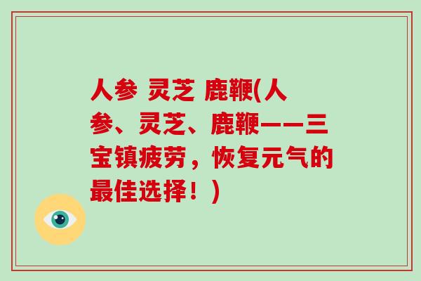 人参 灵芝 鹿鞭(人参、灵芝、鹿鞭——三宝镇疲劳，恢复元气的最佳选择！)