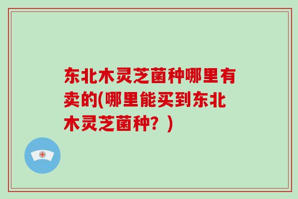 东北木灵芝菌种哪里有卖的(哪里能买到东北木灵芝菌种？)