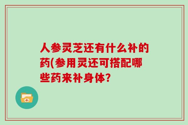 人参灵芝还有什么补的药(参用灵还可搭配哪些药来补身体？