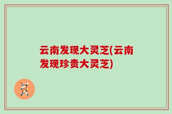 云南发现大灵芝(云南发现珍贵大灵芝)