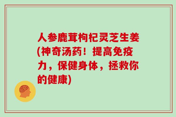 人参鹿茸枸杞灵芝生姜(神奇汤药！提高免疫力，保健身体，拯救你的健康)