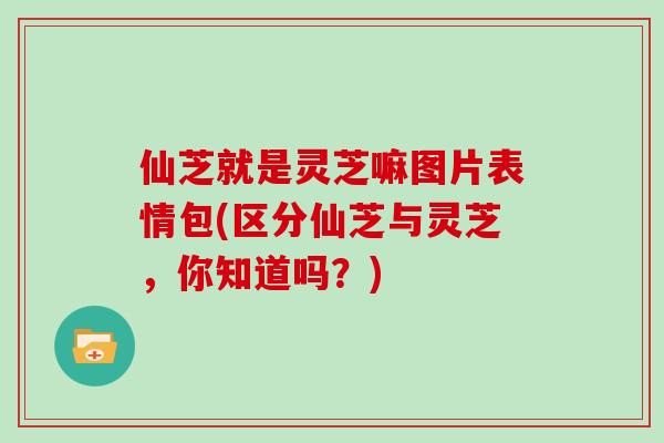 仙芝就是灵芝嘛图片表情包(区分仙芝与灵芝，你知道吗？)-第1张图片-灵芝大师