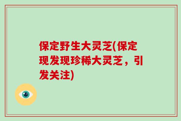 保定野生大灵芝(保定现发现珍稀大灵芝，引发关注)