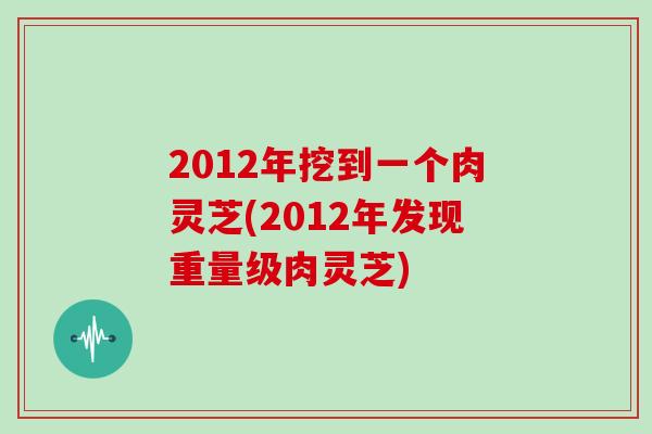 2012年挖到一个肉灵芝(2012年发现重量级肉灵芝)