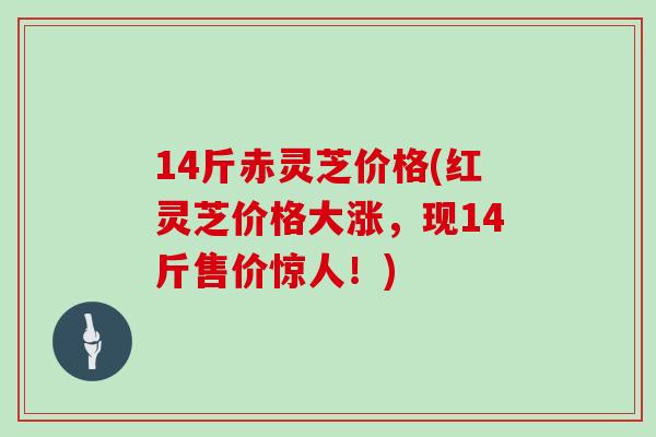 14斤赤灵芝价格(红灵芝价格大涨，现14斤售价惊人！)