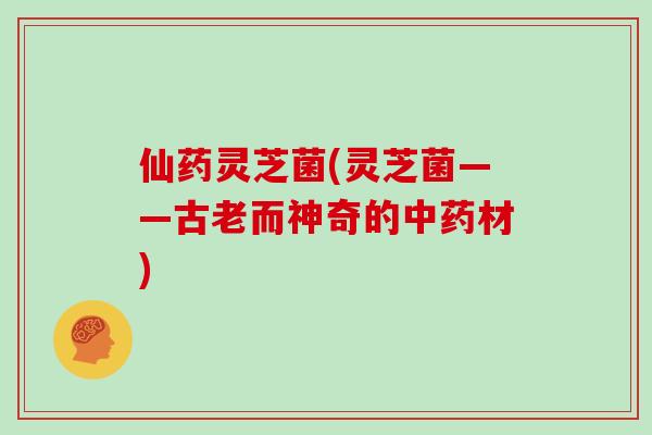 仙药灵芝菌(灵芝菌——古老而神奇的中药材)