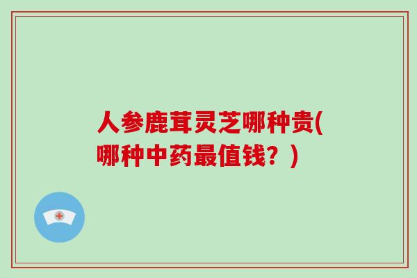 人参鹿茸灵芝哪种贵(哪种中药最值钱？)