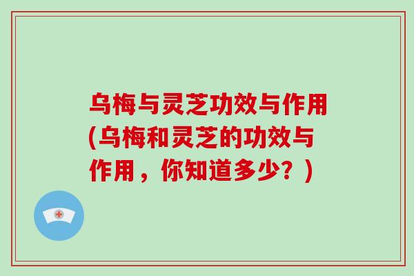 乌梅与灵芝功效与作用(乌梅和灵芝的功效与作用,你知道多少?)-第1张图片-灵芝大师 乌梅与灵芝功效与作用(乌梅和灵芝的功效与作用,你知道多少?)-第1张图片-灵芝大师