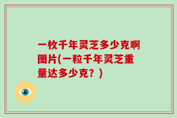一枚千年灵芝多少克啊图片(一粒千年灵芝重量达多少克？)