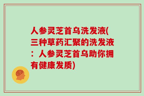 人参灵芝首乌洗发液(三种草药汇聚的洗发液：人参灵芝首乌助你拥有健康发质)