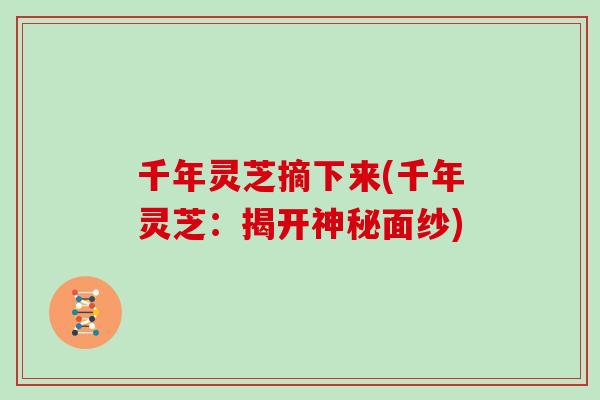 千年灵芝摘下来(千年灵芝：揭开神秘面纱)