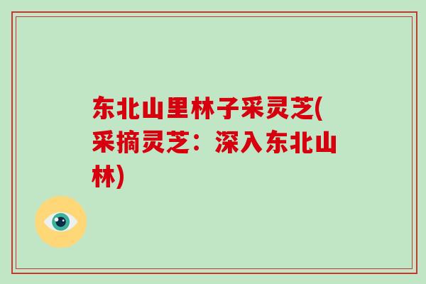 东北山里林子采灵芝(采摘灵芝:深入东北山林)-第1张图片-灵芝大师 东北山里林子采灵芝(采摘灵芝:深入东北山林)-第1张图片-灵芝大师