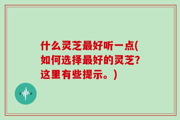 什么灵芝最好听一点(如何选择最好的灵芝？这里有些提示。)