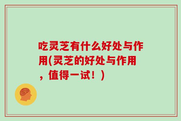 吃灵芝有什么好处与作用(灵芝的好处与作用，值得一试！)