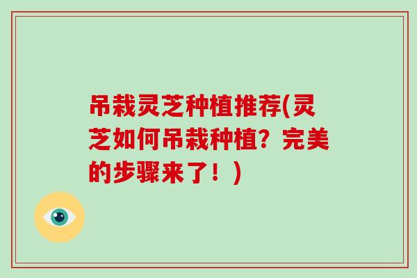 吊栽灵芝种植推荐(灵芝如何吊栽种植？完美的步骤来了！)