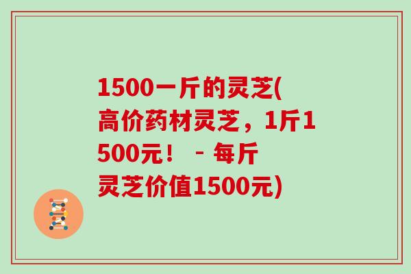 1500一斤的灵芝(高价药材灵芝，1斤1500元！ - 每斤灵芝价值1500元)