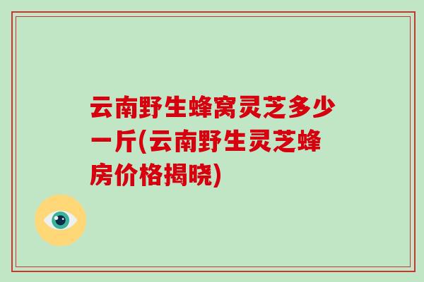 云南野生蜂窝灵芝多少一斤(云南野生灵芝蜂房价格揭晓)