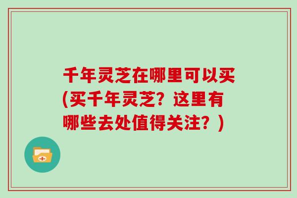 千年灵芝在哪里可以买(买千年灵芝？这里有哪些去处值得关注？)