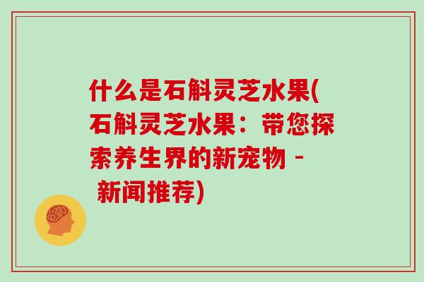 什么是石斛灵芝水果(石斛灵芝水果：带您探索养生界的新宠物 - 新闻推荐)