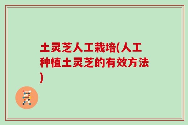 土灵芝人工栽培(人工种植土灵芝的有效方法)