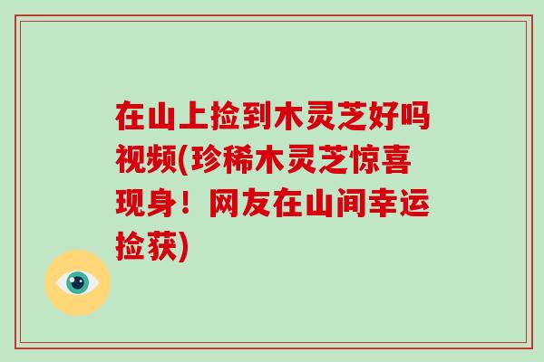 在山上捡到木灵芝好吗视频(珍稀木灵芝惊喜现身！网友在山间幸运捡获)
