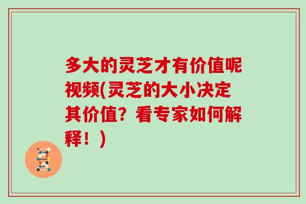 多大的灵芝才有价值呢视频(灵芝的大小决定其价值？看专家如何解释！)