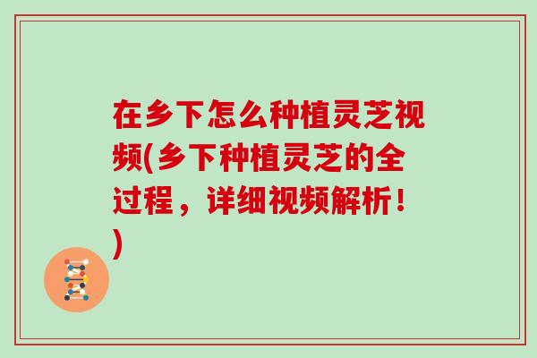 在乡下怎么种植灵芝视频(乡下种植灵芝的全过程，详细视频解析！)