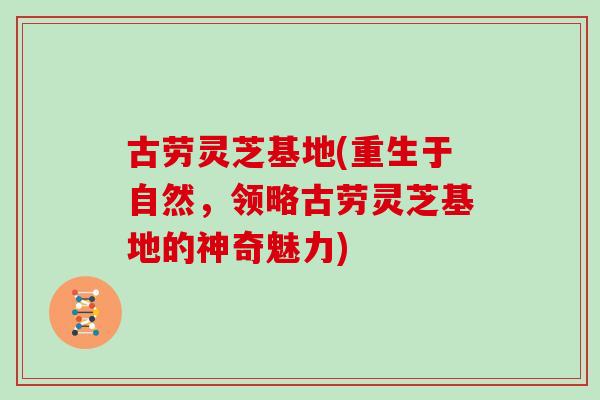 古劳灵芝基地(重生于自然，领略古劳灵芝基地的神奇魅力)