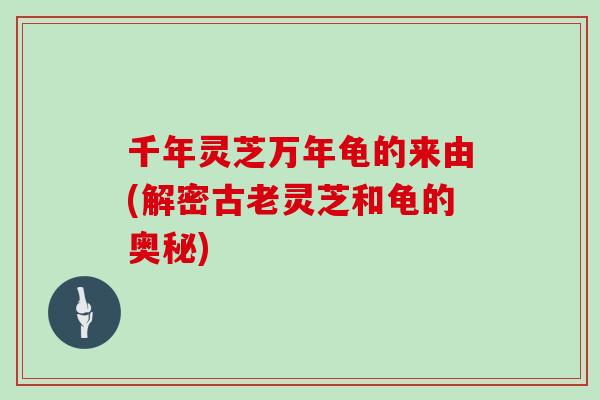 千年灵芝万年龟的来由(解密古老灵芝和龟的奥秘)-第1张图片-灵芝大师 千年灵芝万年龟的来由(解密古老灵芝和龟的奥秘)-第1张图片-灵芝大师