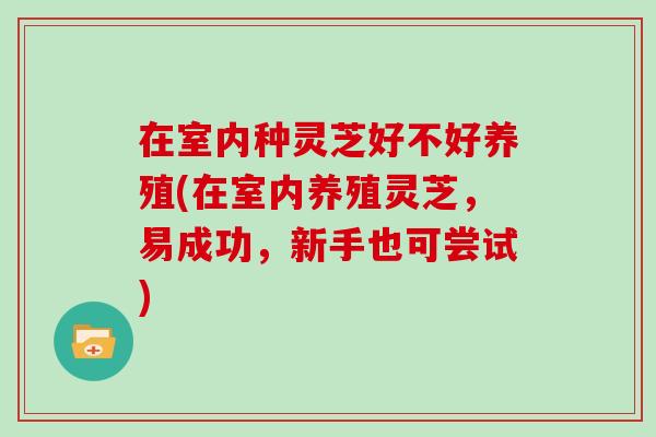 在室内种灵芝好不好养殖(在室内养殖灵芝，易成功，新手也可尝试)