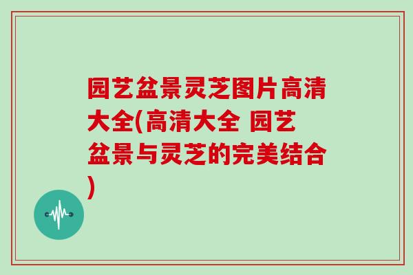 园艺盆景灵芝图片高清大全(高清大全 园艺盆景与灵芝的完美结合)