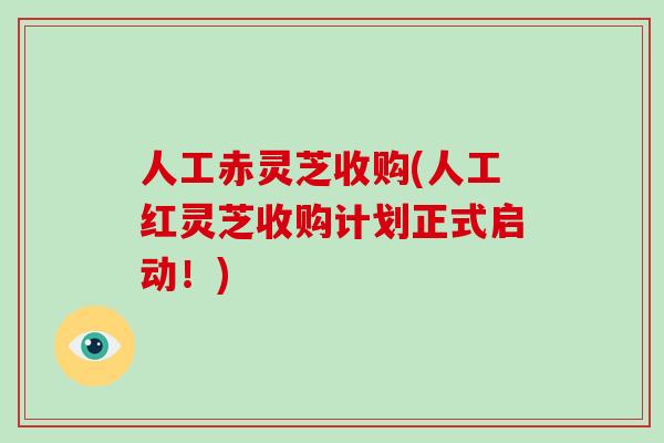 人工赤灵芝收购(人工红灵芝收购计划正式启动！)