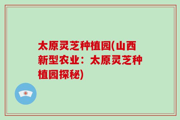太原灵芝种植园(山西新型农业:太原灵芝种植园探秘)-第1张图片-灵芝大师 太原灵芝种植园(山西新型农业:太原灵芝种植园探秘)-第1张图片-灵芝大师
