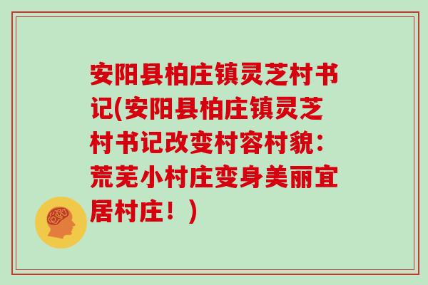安阳县柏庄镇灵芝村书记(安阳县柏庄镇灵芝村书记改变村容村貌：荒芜小村庄变身美丽宜居村庄！)