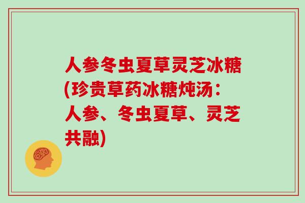 人参冬虫夏草灵芝冰糖(珍贵草药冰糖炖汤：人参、冬虫夏草、灵芝共融)