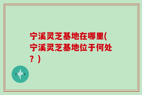 宁溪灵芝基地在哪里(宁溪灵芝基地位于何处？)