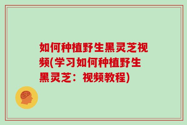 如何种植野生黑灵芝视频(学习如何种植野生黑灵芝：视频教程)