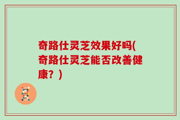 奇路仕灵芝效果好吗(奇路仕灵芝能否改善健康？)