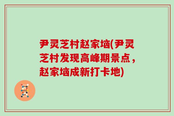 尹灵芝村赵家垴(尹灵芝村发现高峰期景点,赵家垴成新打卡地)-第1张图片-灵芝大师 尹灵芝村赵家垴(尹灵芝村发现高峰期景点,赵家垴成新打卡地)-第1张图片-灵芝大师