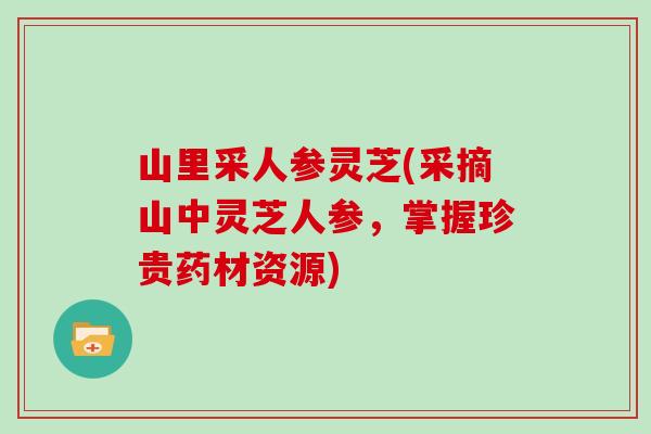 山里采人参灵芝(采摘山中灵芝人参，掌握珍贵药材资源)