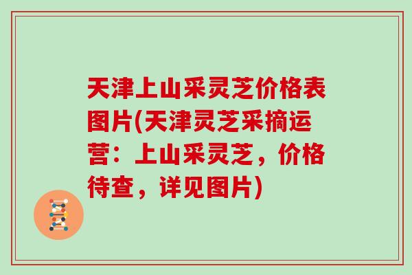天津上山采灵芝价格表图片(天津灵芝采摘运营：上山采灵芝，价格待查，详见图片)