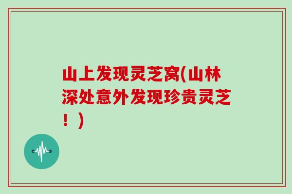 山上发现灵芝窝(山林深处意外发现珍贵灵芝！)