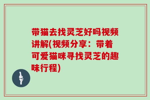 带猫去找灵芝好吗视频讲解(视频分享：带着可爱猫咪寻找灵芝的趣味行程)