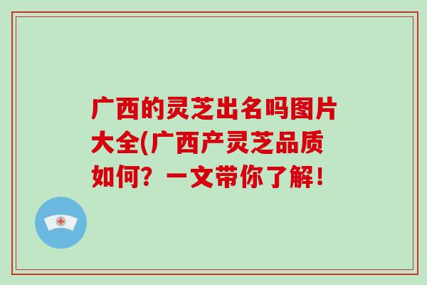 广西的灵芝出名吗图片大全(广西产灵芝品质如何？一文带你了解！