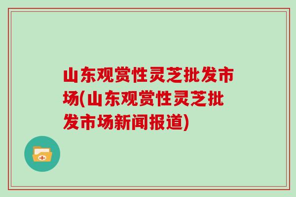 山东观赏性灵芝批发市场(山东观赏性灵芝批发市场新闻报道)