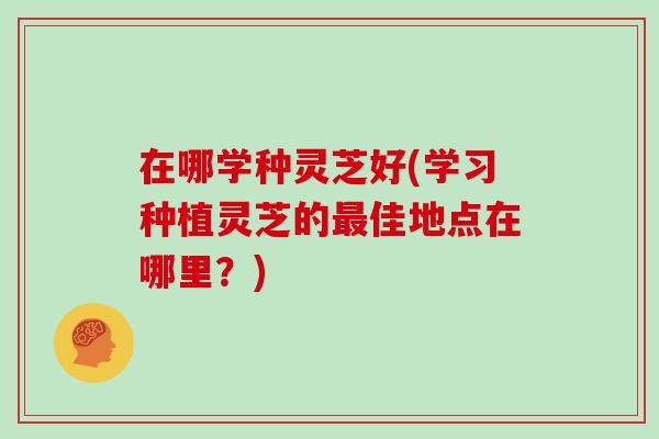 在哪学种灵芝好(学习种植灵芝的最佳地点在哪里？)