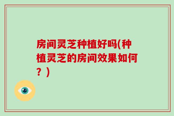 房间灵芝种植好吗(种植灵芝的房间效果如何？)