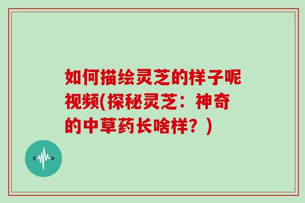 如何描绘灵芝的样子呢视频(探秘灵芝：神奇的中草药长啥样？)