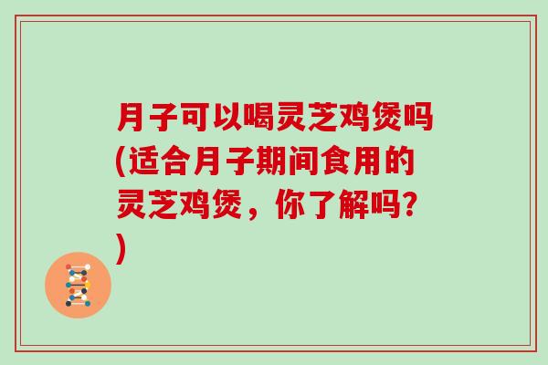 月子可以喝灵芝鸡煲吗(适合月子期间食用的灵芝鸡煲，你了解吗？)